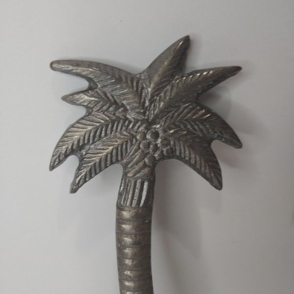 Vintage IHI India Cast Pewter Palm Tree Salad Serving Spoon & Fork Set 13" - Picture 2 of 7